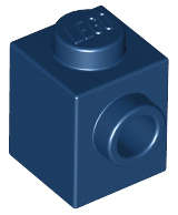 Lego (N) ~ Brick Modified 1 x 1 with Stud on Side ~ [Dark Blue]