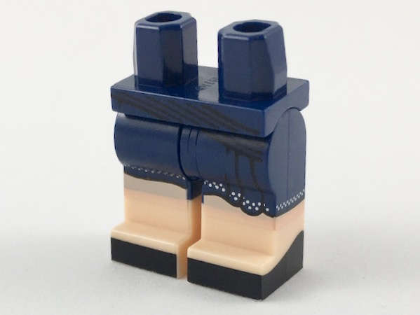 Lego (N) ~ Hips and Legs with Light Nougat Boots Asymmetric Skirt with Silver Trim Bla ~ [Dark Blue]
