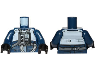 Lego (N) ~ Torso SW Rebel U-wing / Y-wing Pilot with Sand Blue Vest and Dark Bluish Gr ~ [Dark Blue]