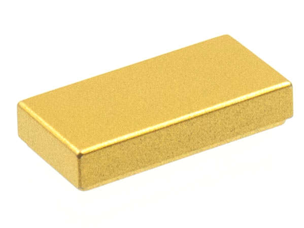 Lego (N) ~ Tile 1 x 2 ~ [Metallic Gold]