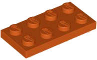 Lego (N) ~ Plate 2 x 4 ~ [Dark Orange]