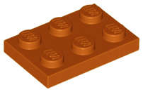 Lego (N) ~ Plate 2 x 3 ~ [Dark Orange]