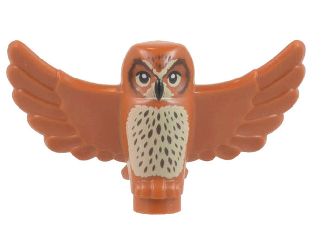 Lego NEW - Owl Spread Wings with Black Beak and Eyes Tan Chest and Dark BrownStippl~ [Dark Orange]
