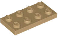 Lego (N) ~ Plate 2 x 4 ~ [Dark Tan]