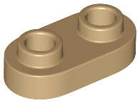 Lego (N) ~ Plate Round 1 x 2 with Open Studs ~ [Dark Tan]