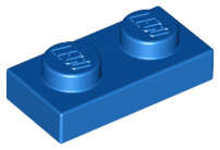 Lego (N) ~ Plate 1 x 2 ~ [Blue]