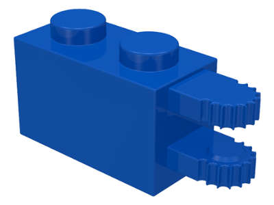 Lego (N) ~ Hinge Brick 1 x 2 Locking with 2 Fingers Horizontal End ~ [Blue]