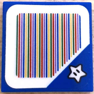 Lego (N) ~ Tile 2 x 2 with Super Mario Scanner Code Super Star Block Pattern (Sticker) - S ~ [Blue]