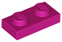 Lego (N) ~ Plate 1 x 2 ~ [Magenta]