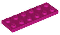 Lego (N) ~ Plate 2 x 6 ~ [Magenta]