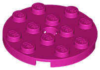 Lego (N) ~ Plate Round 4 x 4 with Hole ~ [Magenta]