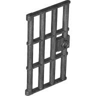 Lego (N) ~ Door 1 x 4 x 6 Barred with Stud Handle ~ [Pearl Dark Gray]