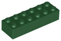 Lego (N) ~ Brick 2 x 6 ~ [Dark Green]