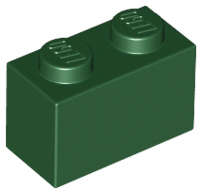 Lego (N) ~ Brick 1 x 2 ~ [Dark Green]