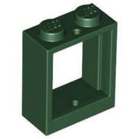 Lego (U) ~ Window 1 x 2 x 2 Flat Front ~ [Dark Green]