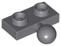 Lego (N) ~ Plate Modified 1 x 2 with Tow Ball on Side ~ [Dark Bluish Gray]