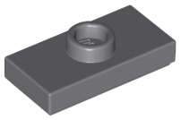 Lego (N) ~ Plate Modified 1 x 2 with 1 Stud with Groove and Bottom Stud Holder  ~ [Dark Bluish Gray]