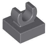 Lego (N) ~ Tile Modified 1 x 1 with Open O Clip ~ [Dark Bluish Gray]