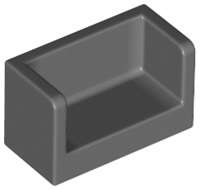 Lego (N) ~ Panel 1 x 2 x 1 with Rounded Corners and 2 Sides ~ [Dark Bluish Gray]