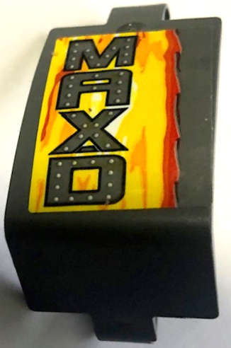 Lego (U) ~ Technic Panel Curved 3 x 5 x 3 with 'MAX-D' and Flames Pattern Mode ~ [Dark Bluish Gray]