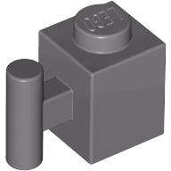 Lego (U) ~ Brick Modified 1 x 1 with Bar Handle ~ [Dark Bluish Gray]
