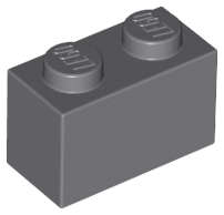 Lego (N) ~ Brick 1 x 2 ~ [Dark Bluish Gray]