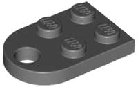 Lego (N) ~ Plate Modified 2 x 3 with Hole ~ [Dark Bluish Gray]