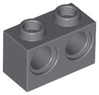 Lego (N) ~ Technic Brick 1 x 2 with Holes ~ [Dark Bluish Gray]