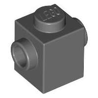 Lego Used - Brick Modified 1 x 1 with Studs on 2 Sides Opposite~ [Dark Bluish Gray]