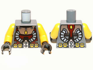Lego (U) ~ Torso Atlantis Diver Two Hoses and Yellow Belt Pattern / Yellow Arm ~ [Dark Bluish Gray]
