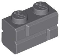 Lego (N) ~ Brick Modified 1 x 2 with Masonry Profile ~ [Dark Bluish Gray]