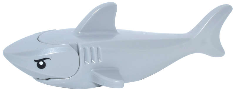 Lego NEW - Shark with Rounded Nose and Debossed Gills with Black Eyes and Whit~ [Light Bluish Gray]