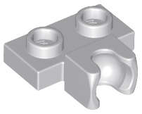 Lego (N) ~ Plate Modified 1 x 2 with Small Tow Ball Socket on Side ~ [Light Bluish Gray]