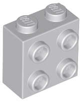 Lego (N) ~ Brick Modified 1 x 2 x 1 2/3 with Studs on Side ~ [Light Bluish Gray]