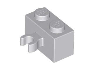 Lego NEW - Brick Modified 1 x 2 with Open O Clip Thick (Vertical Grip)~ [Light Bluish Gray]