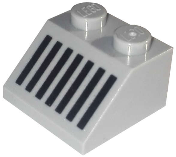 Lego (U) ~ Slope 45 2 x 2 with Black Grille with 7 Vertical Lines Pattern ~ [Light Bluish Gray]
