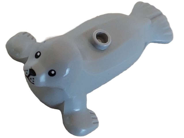 Lego NEW - Seal with Stud on Back with Black Eyes Nose Mouth and Whisker Dots~ [Light Bluish Gray]