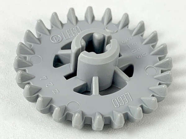 Lego Used - Technic Gear 24 Tooth Crown (2nd Version - Reinforced)~ [Light Bluish Gray]
