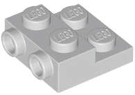 Lego (N) ~ Plate Modified 2 x 2 x 2/3 with 2 Studs on Side - Hollow Bottom Tu ~ [Light Bluish Gray]