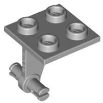 Lego (N) ~ Plate Modified 2 x 2 Thin with Dual Wheels Holder - Split Pins ~ [Light Bluish Gray]