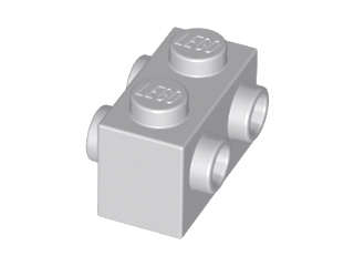 Lego (N) ~ Brick Modified 1 x 2 with Studs on 2 Sides ~ [Light Bluish Gray]