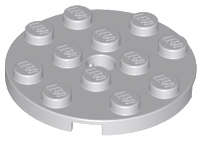 Lego (N) ~ Plate Round 4 x 4 with Hole ~ [Light Bluish Gray]
