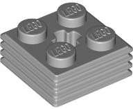 Lego (N) ~ Brick Modified 2 x 2 x 2/3 Ribbed with Axle Hole ~ [Light Bluish Gray]