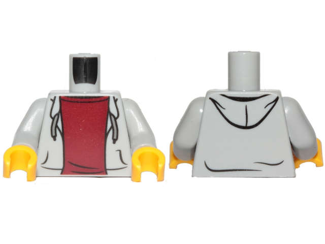 Lego (U) ~ Torso Hoodie Open with Pockets and Dark Bluish Gray Drawstrings ov ~ [Light Bluish Gray]