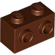 Lego (N) ~ Brick Modified 1 x 2 with Studs on 1 Side ~ [Reddish Brown]
