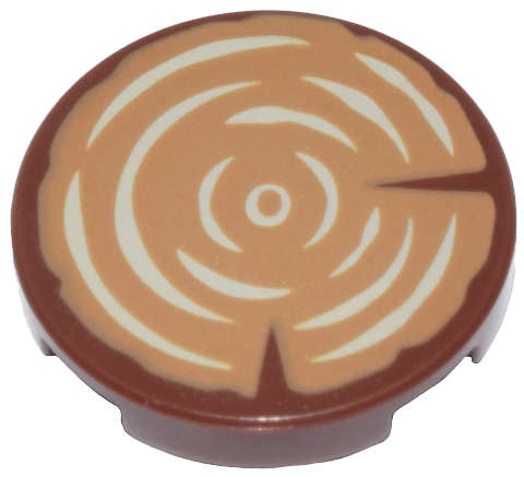 Lego (N) ~ Tile Round 2 x 2 with Bottom Stud Holder with Medium Nougat Tree Stump ~ [Reddish Brown]