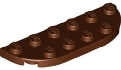 Lego (N) ~ Plate Round Corner 2 x 6 Double ~ [Reddish Brown]