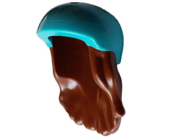 Lego (N) ~ Mini Doll Hair Combo Hair with Hat Long with Molded Medium Azure Bicycl ~ [Reddish Brown]