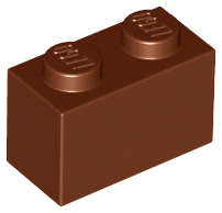 Lego (N) ~ Brick 1 x 2 ~ [Reddish Brown]