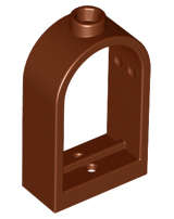 Lego (N) ~ Window 1 x 2 x 2 2/3 with Rounded Top ~ [Reddish Brown]